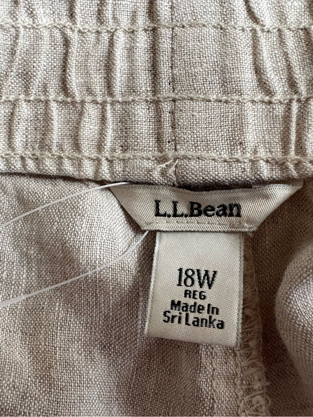 LL Bean 100 Percent Linen Wide Leg Casual Dress Pants Oatmeal Size 18W - Picture 6 of 7